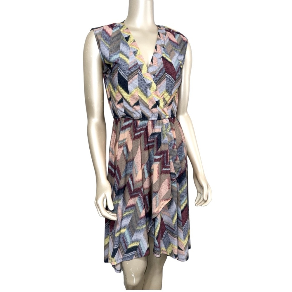BCBG MAXAZRIA Multi color Faux Wrap Dress